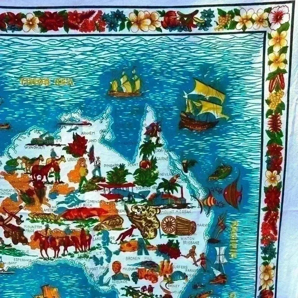 Vintage Australia Map Wall Hanging Tapestry Art